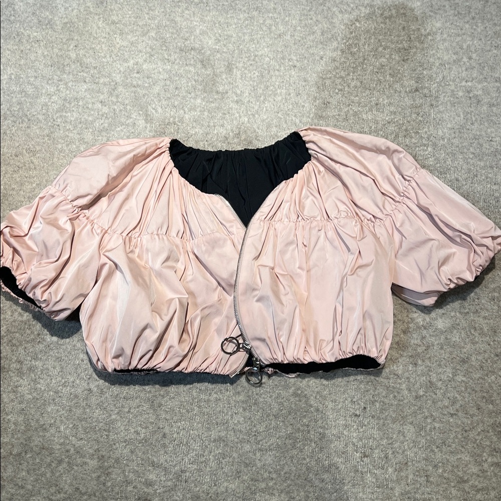 Pinko pink balloon sleeve cropped jacket size 4